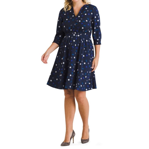 eShakti Women Dress 14 Blue Confetti Print B58-13P - Picture 1 of 8